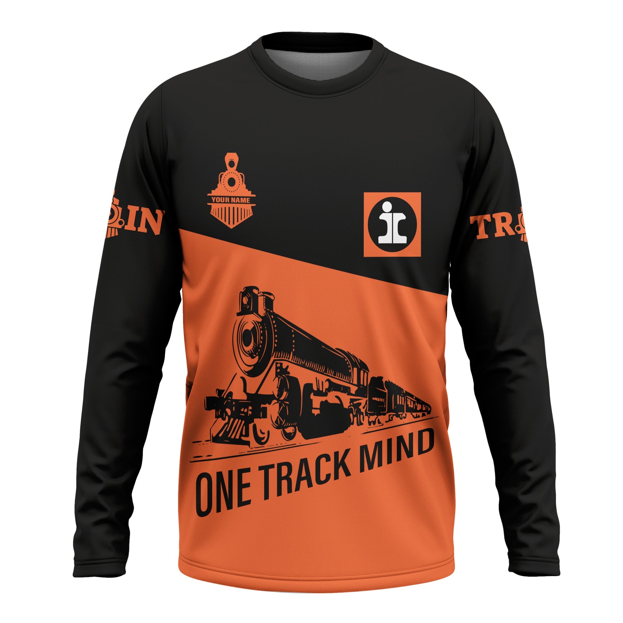 Railspirit Custom Name Illinois Central Railroad Long Sleeve Shirt One Track Mind Printed Shirt