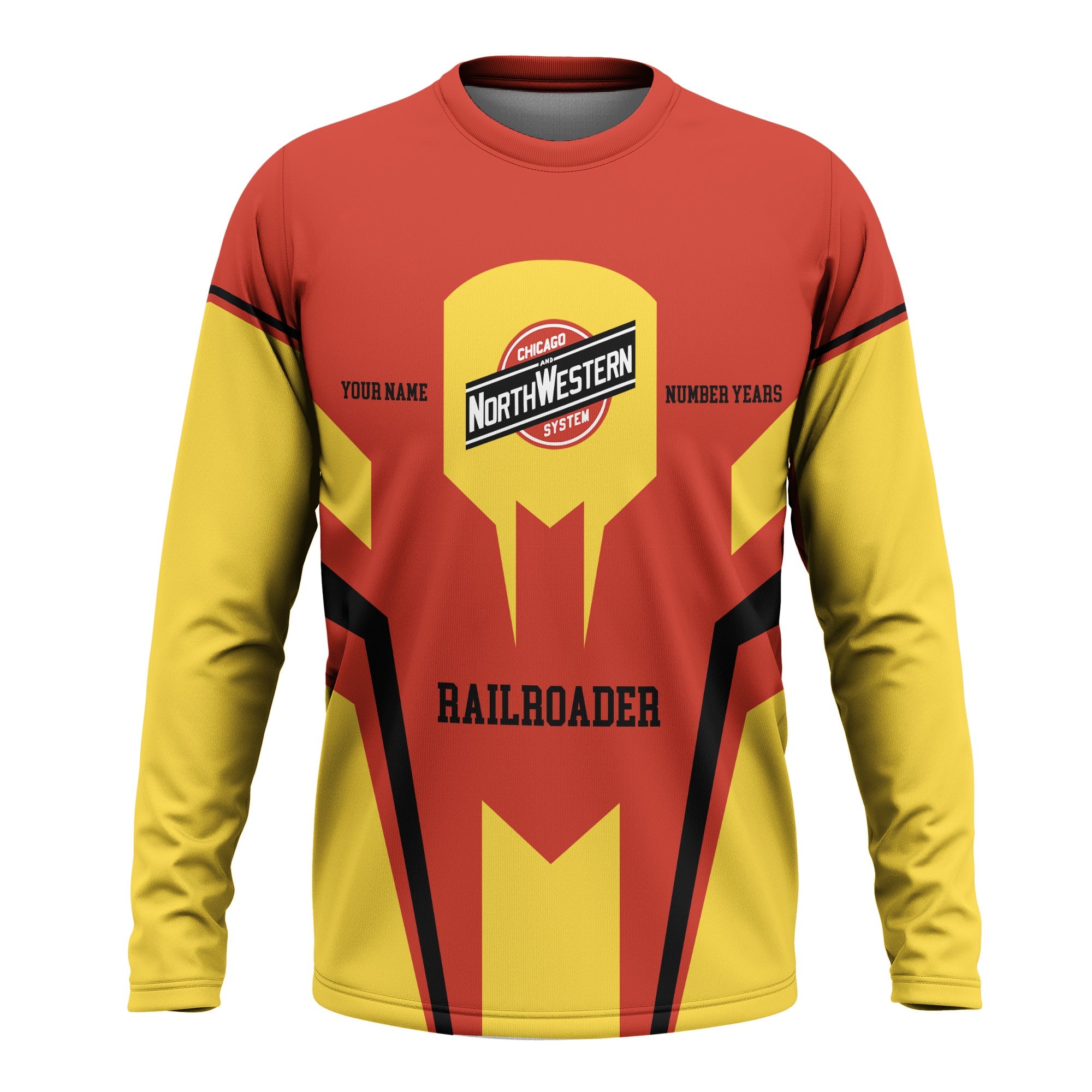 Railspirit Personalized Chicago and North Western Railway Long Sleeve Shirt Custom Year Railroader Shirt Gift Idea For Train Lover