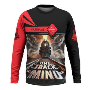 Railspirit Personalized Chicago, Milwaukee, St. Paul and Pacific Railroad Long Sleeve Shirt One Track Mind Milwaukee Road Train Printed Shirt