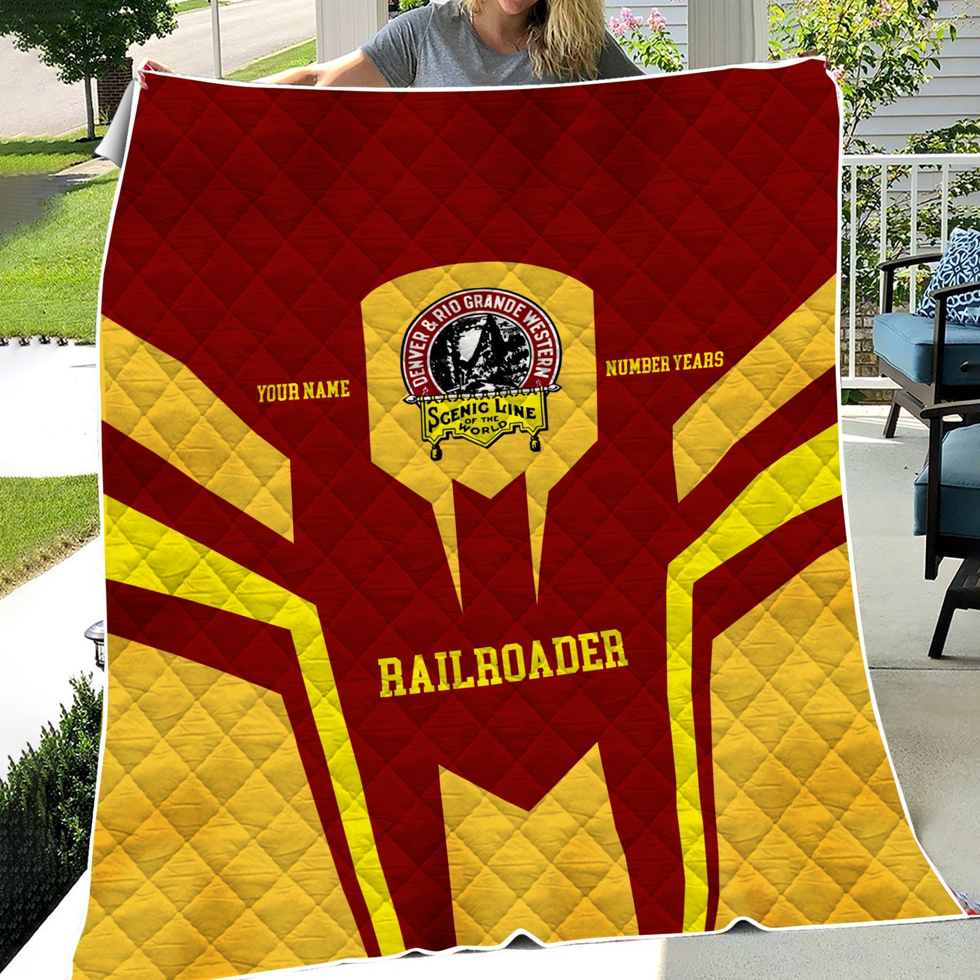 Railspirit Personalized Denver and Rio Grande Western Railroad Premium Quilts Custom Year Railroader Gift Idea For Train Lover
