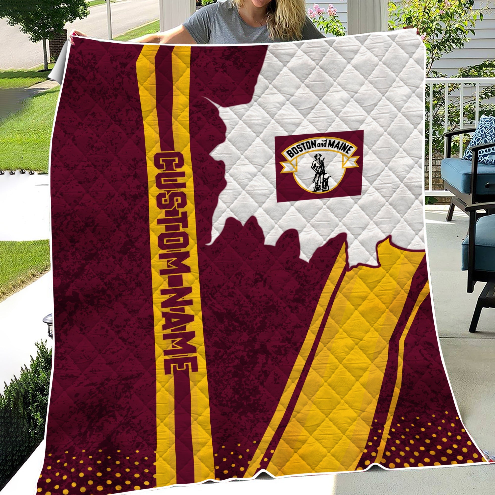 Railspirit Personalized Boston and Maine Railroad Premium Quilts Vintage All Over Printed Premium Quilts