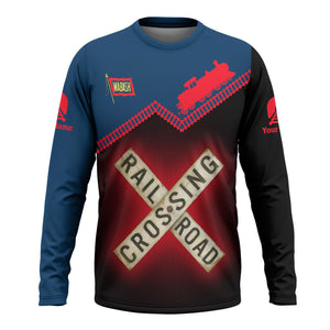 Railspirit Personalized Wabash Railroad Long Sleeve Shirt Railroad Crossing Printed Train Track Shirt