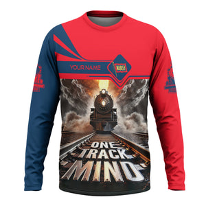 Railspirit Personalized Wabash Railroad Long Sleeve Shirt One Track Mind Train Printed Shirt