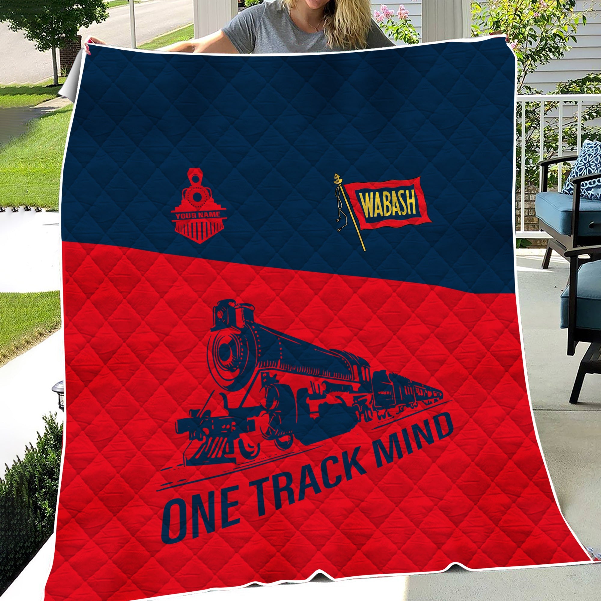 Railspirit Personalized Wabash Railroad Premium Quilt One Track Mind Train Premium Quilt Gift Idea For Train Lover