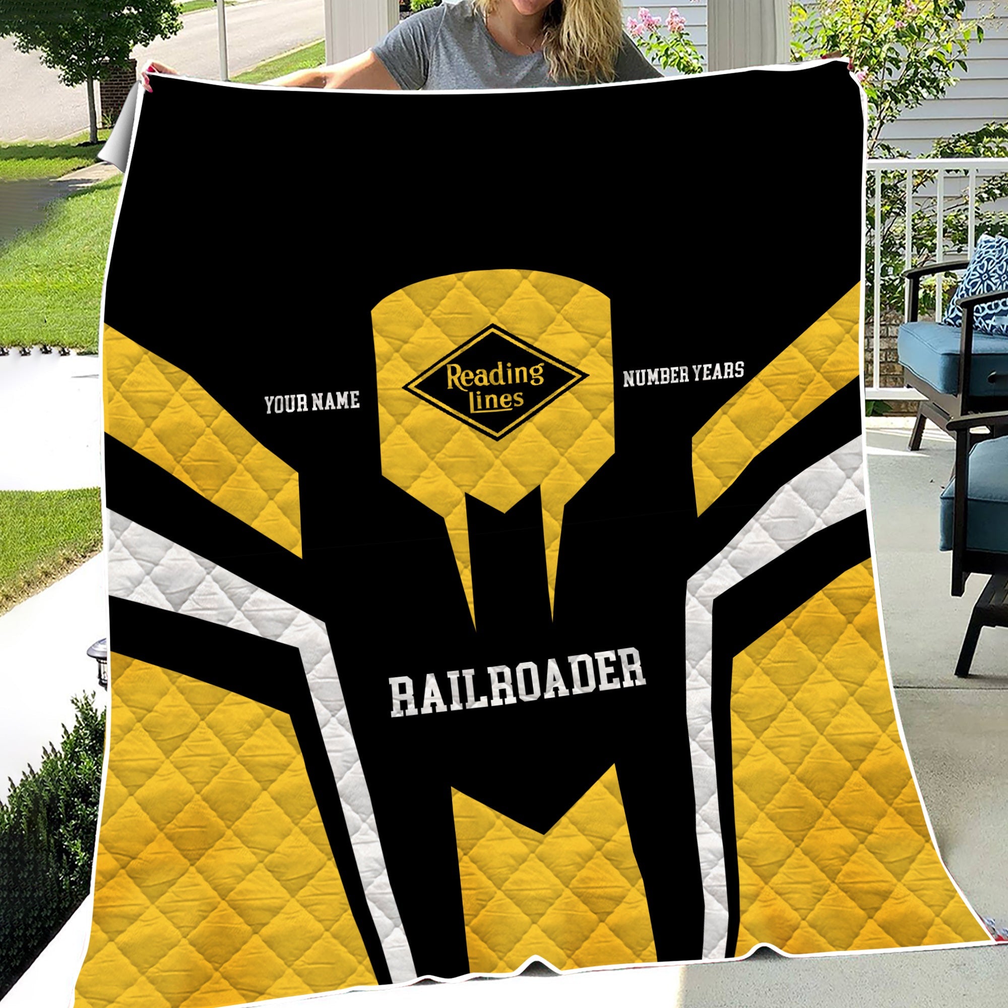 Railspirit Personalized Reading Railroad Premium Quilts Custom Year Railroader Gift Idea For Train Lover