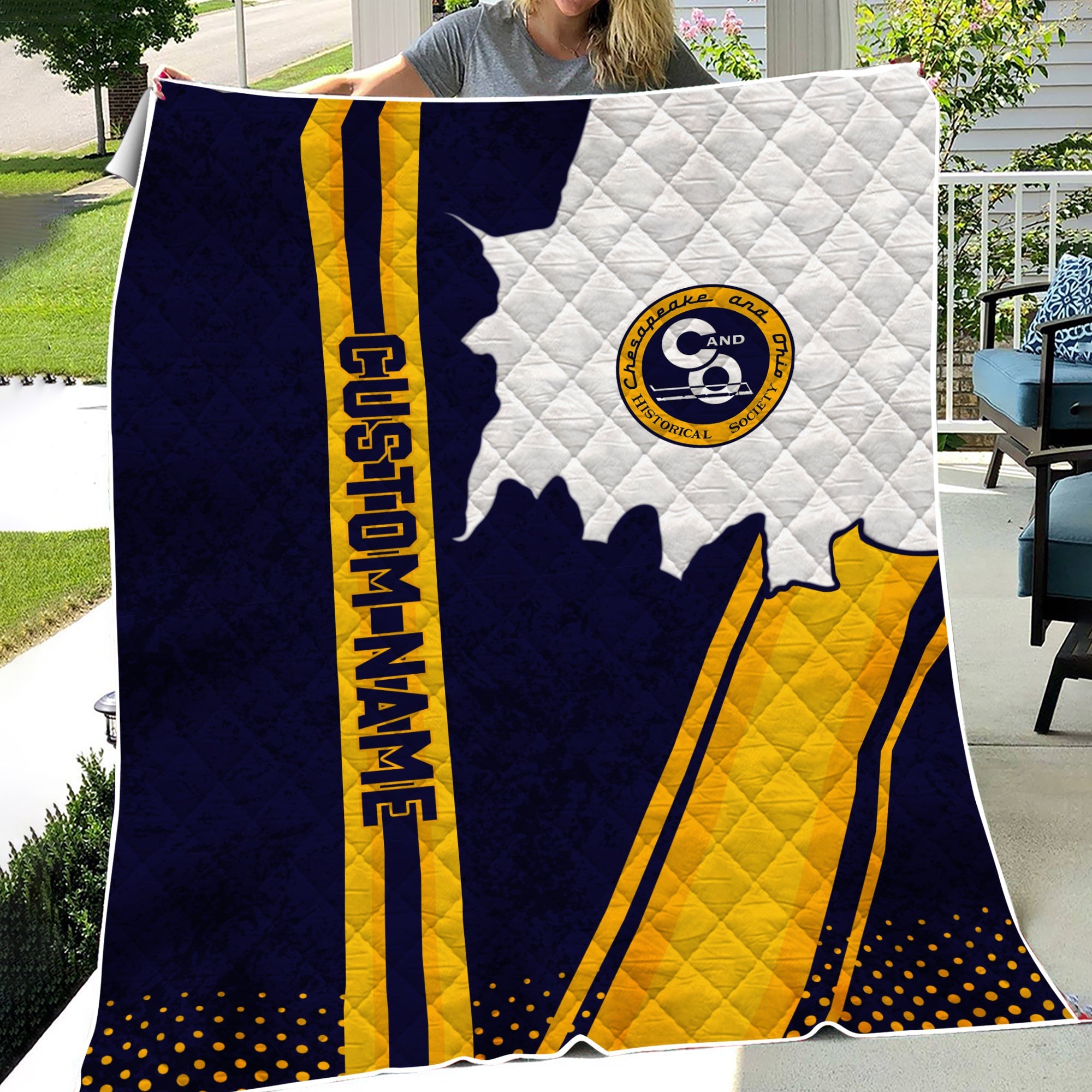 Railspirit Personalized Chesapeake and Ohio Railway Premium Quilts Vintage C&O All Over Printed Premium Quilts