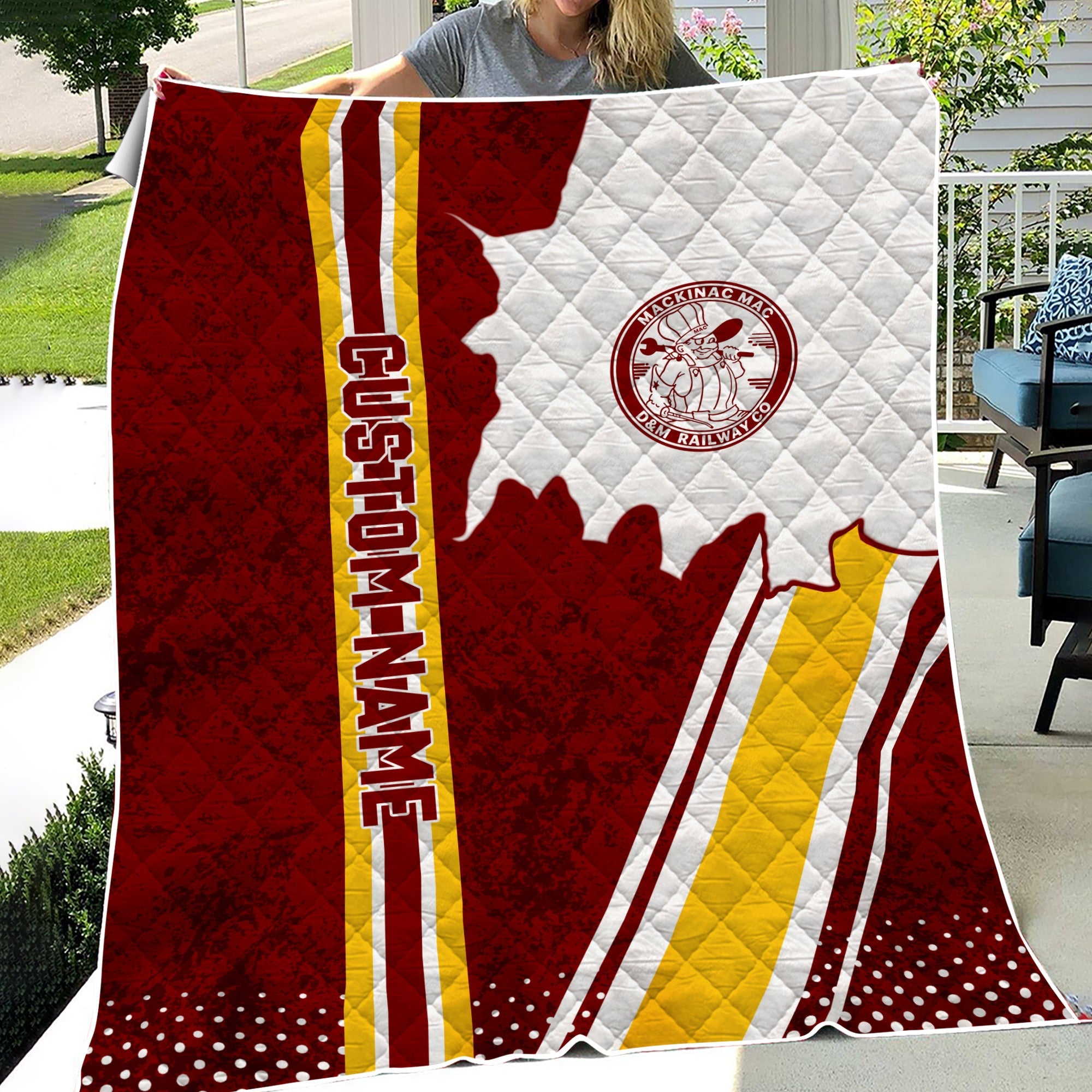 Railspirit Personalized Detroit & Mackinac Railroad Premium Quilts Vintage All Over Printed Premium Quilts