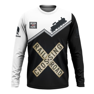 Railspirit Personalized Western Pacific Railroad Long Sleeve Shirt Railroad Crossing Printed Train Track Shirt