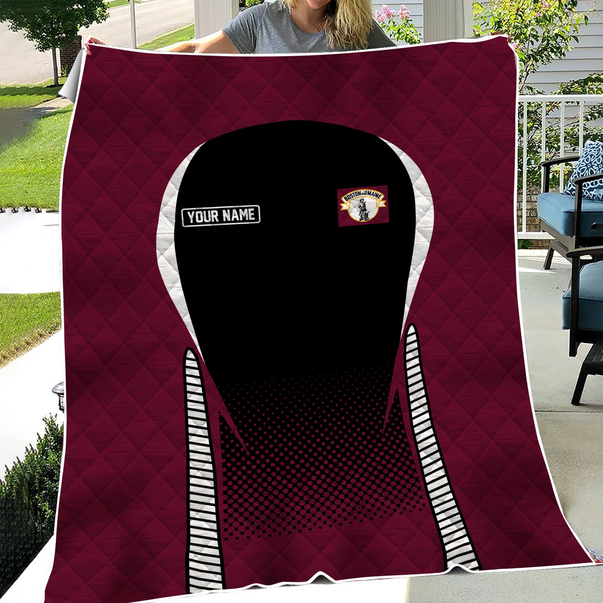 Railspirit Personalized Boston and Maine Railroad Premium Quilts Train Premium Quilts Gift Idea For Train Lover