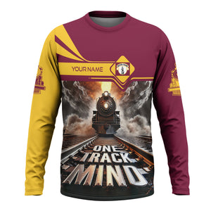 Railspirit Personalized Boston and Maine Railroad Long Sleeve Shirt One Track Mind Train Printed Shirt