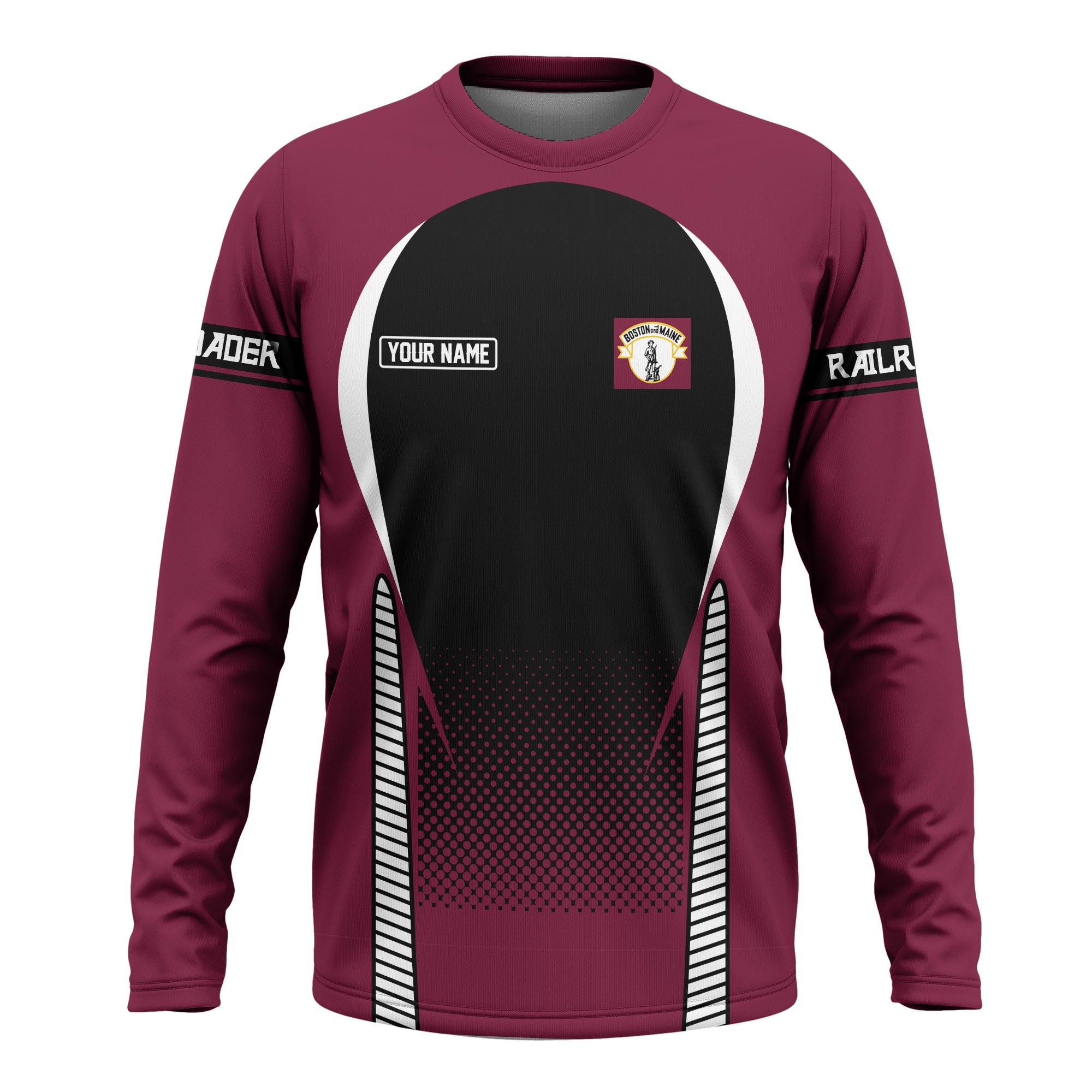 Railspirit Personalized Boston and Maine Railroad Long Sleeve Shirt Stress Is Caused By Not Having Enough Trains Shirt