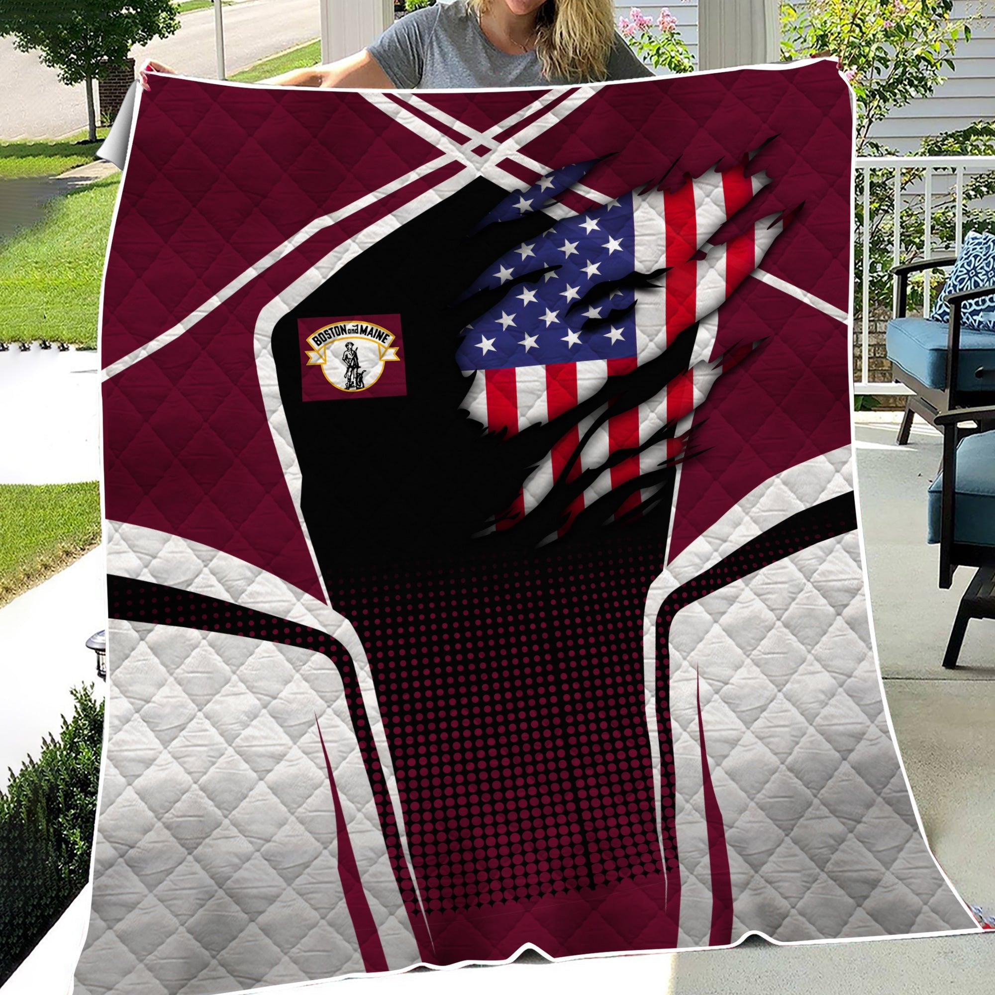 Railspirit Personalized Boston and Maine Railroad Premium Quilts American Vintage All Over Printed Premium Quilts