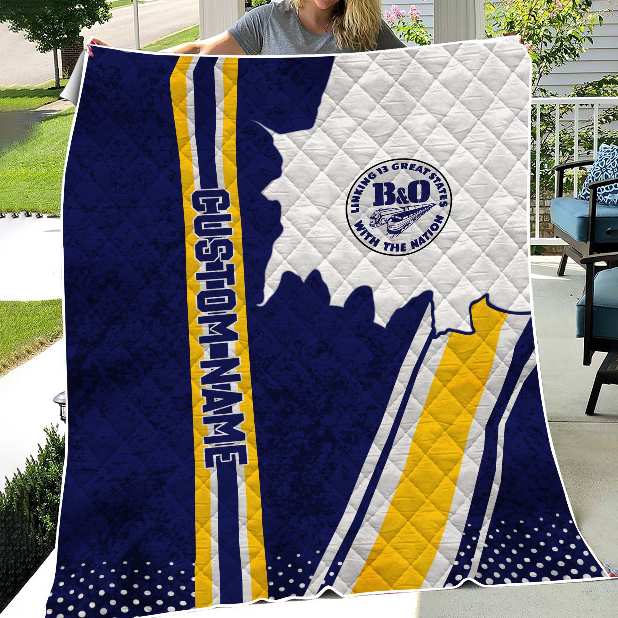 Railspirit Personalized B&O Great States Railroad Premium Quilts Vintage All Over Printed Premium Quilts