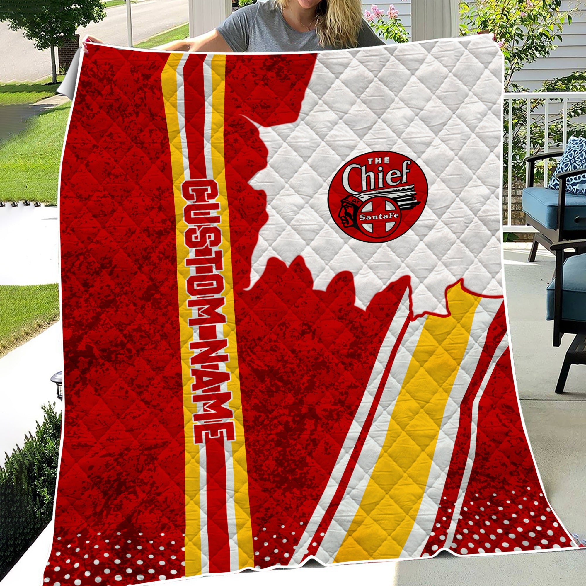 Railspirit Personalized The Chief Santa Fe Railroad Premium Quilts Vintage All Over Printed Premium Quilts