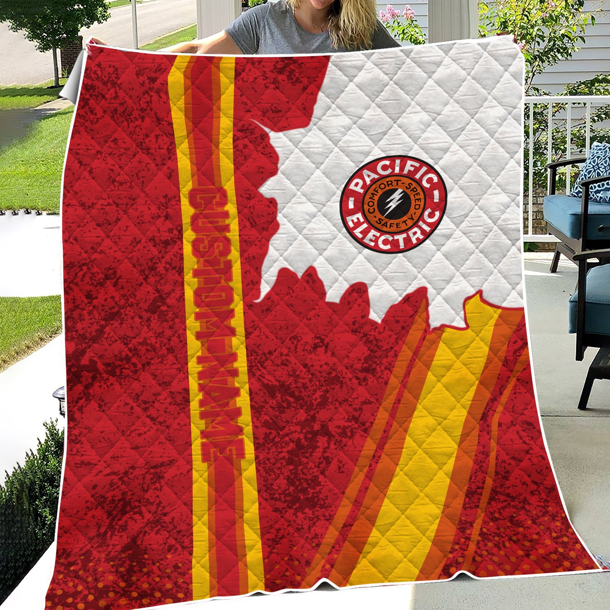 Railspirit Personalized Pacific Electric Railroad Premium Quilts Vintage All Over Printed Premium Quilts
