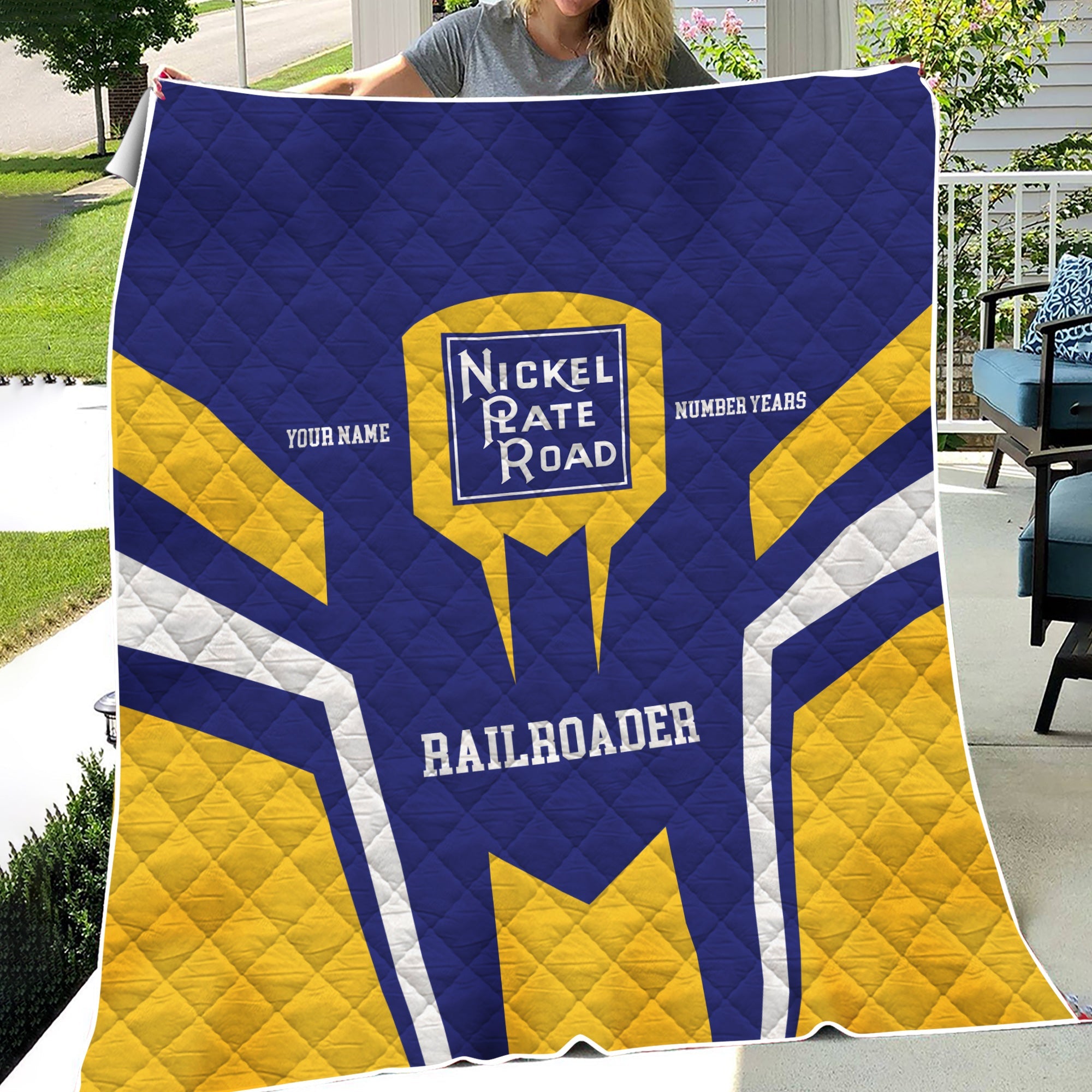 Railspirit Personalized New York, Chicago and St. Louis Railroad Premium Quilts Custom Year Railroader Nickel Plate Road Gift Idea For Train Lover