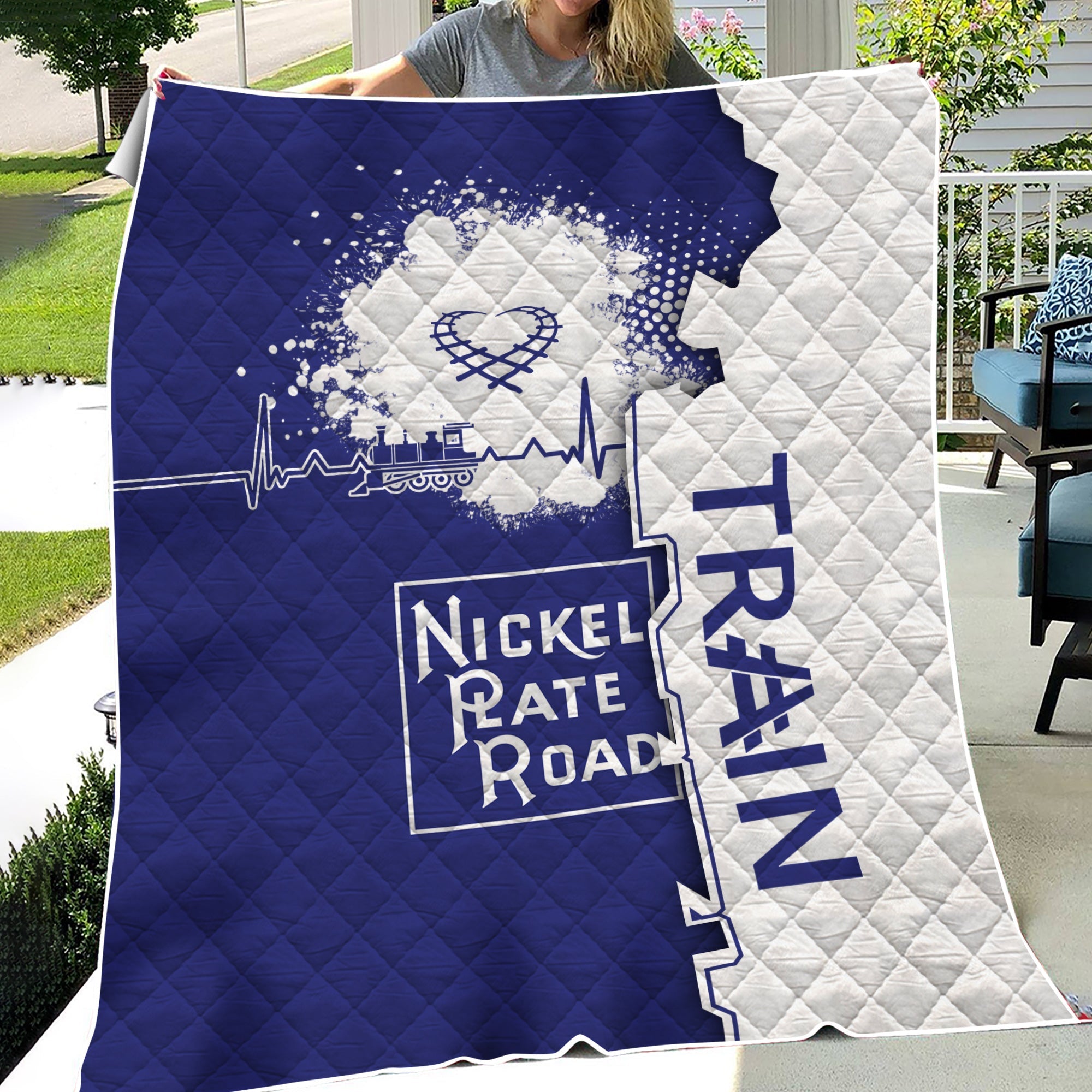 Railspirit New York, Chicago and St. Louis Railroad Premium Quilts Engine Heartbeat and Track Love Style Nickel Plate Road Quilts