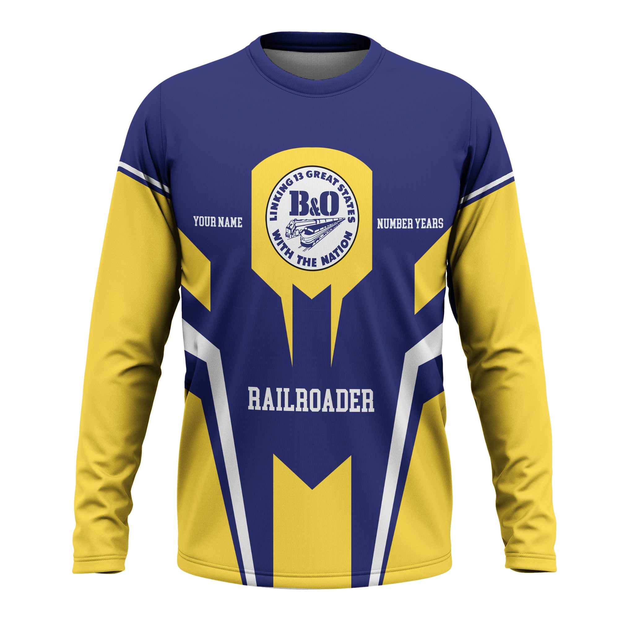 Railspirit Personalized B&O Great States Railroad Long Sleeve Shirt Custom Year Railroader Shirt Gift Idea For Train Lover
