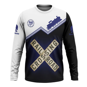 Railspirit Personalized B&O Great States Railroad Long Sleeve Shirt Railroad Crossing Printed Train Track Shirt