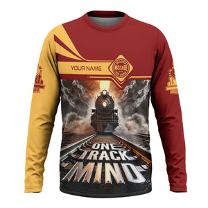 Railspirit Personalized Duluth, Missabe, & Iron Range Railroad Long Sleeve Shirt One Track Mind Train Printed Shirt