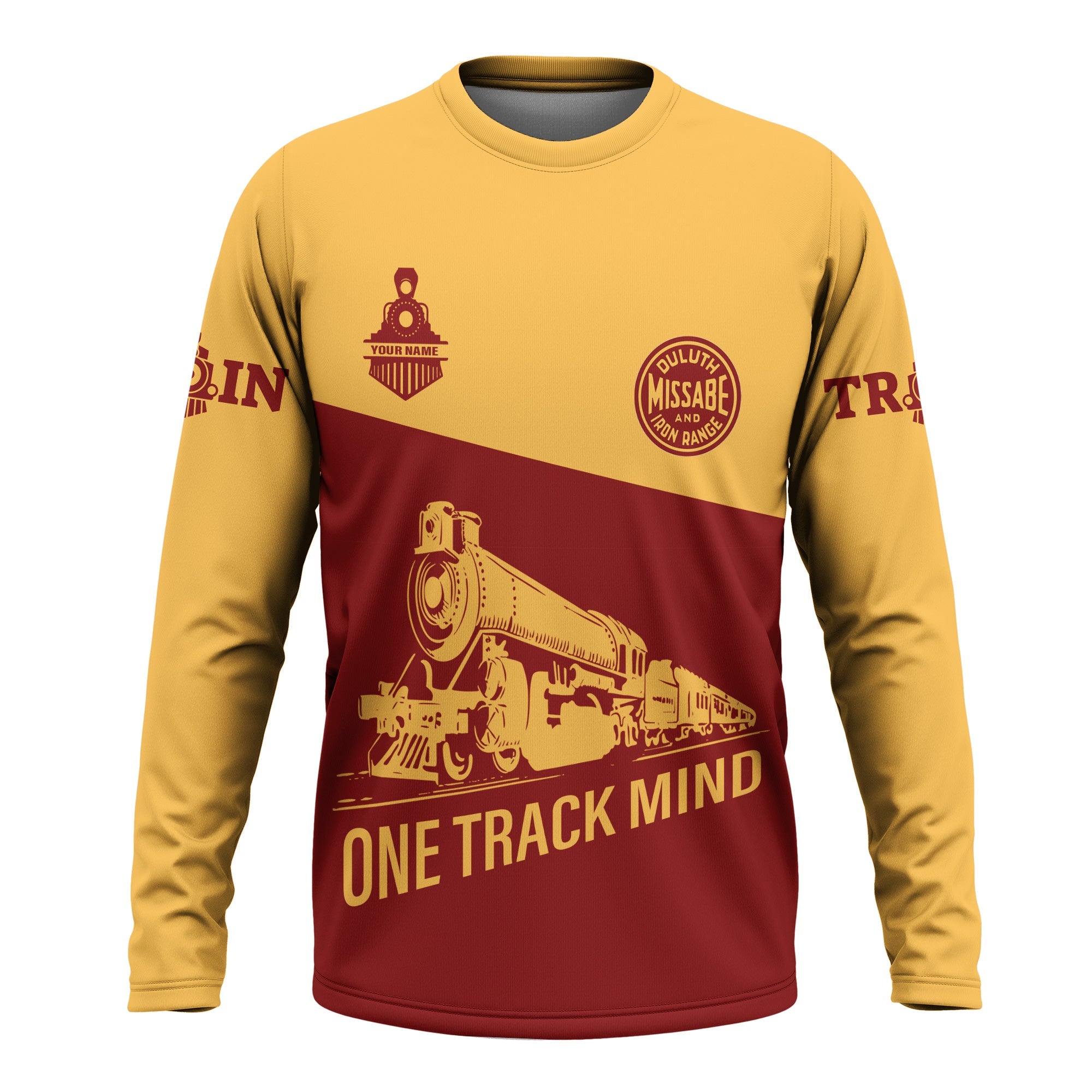 Railspirit Custom Name Duluth, Missabe, & Iron Range Railroad Long Sleeve Shirt One Track Mind Printed Shirt