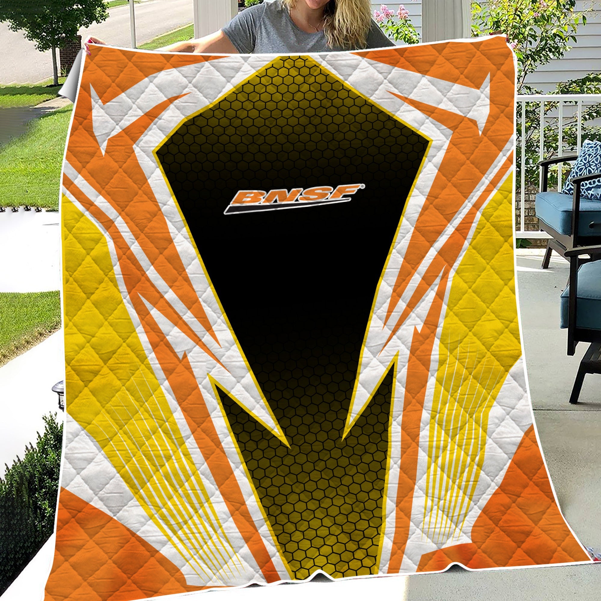 Railspirit BNSF Railway Premium Quilts Lightning Graphic Style Premium Quilts Gift Idea For Train Lover