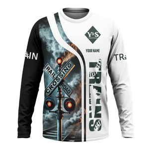 Railspirit Custom Name Youngstown & Southern Railroad Long Sleeve Shirt Railroad Crossing Sign Printed Train Shirt