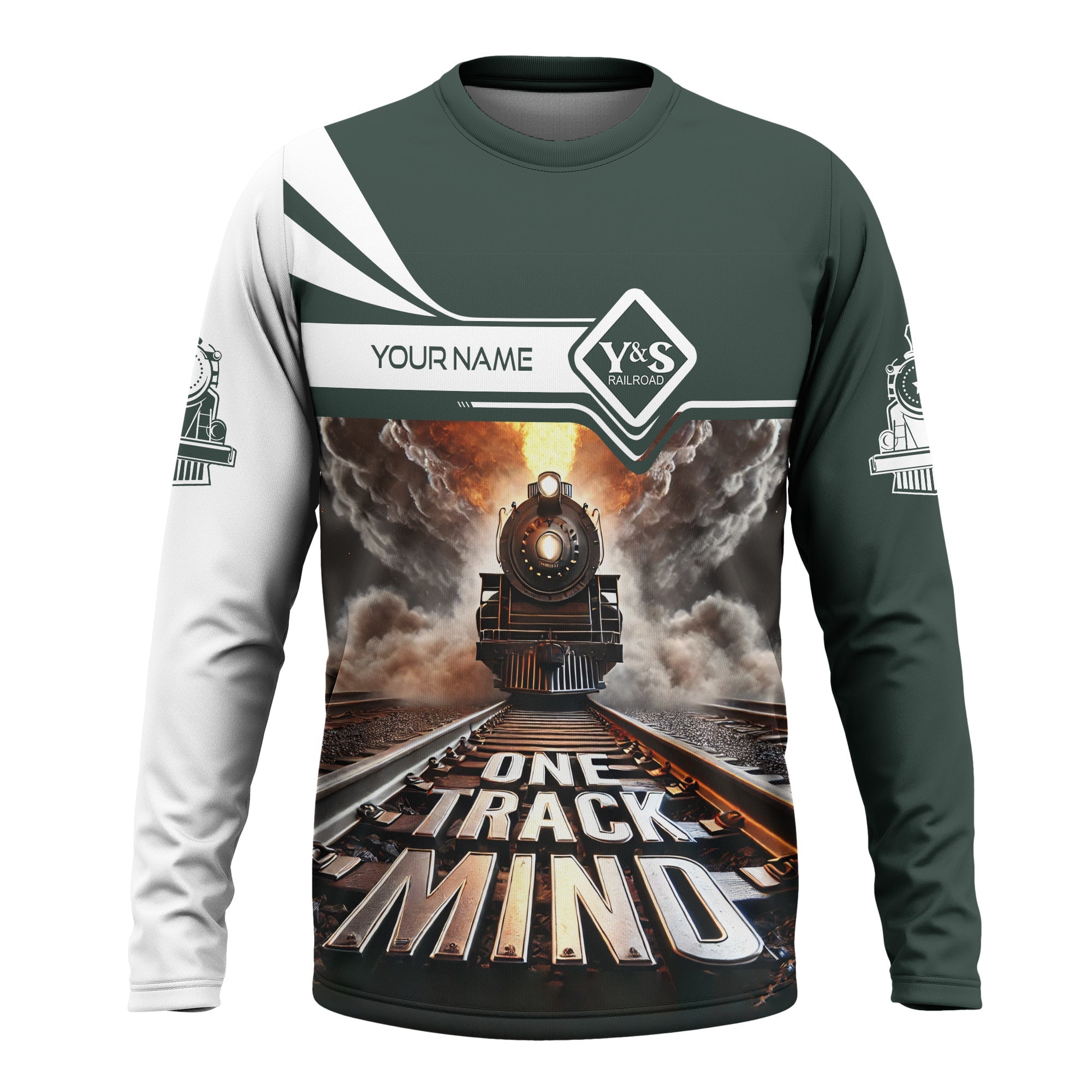 Railspirit Personalized Youngstown & Southern Railroad Long Sleeve Shirt One Track Mind Train Printed Shirt