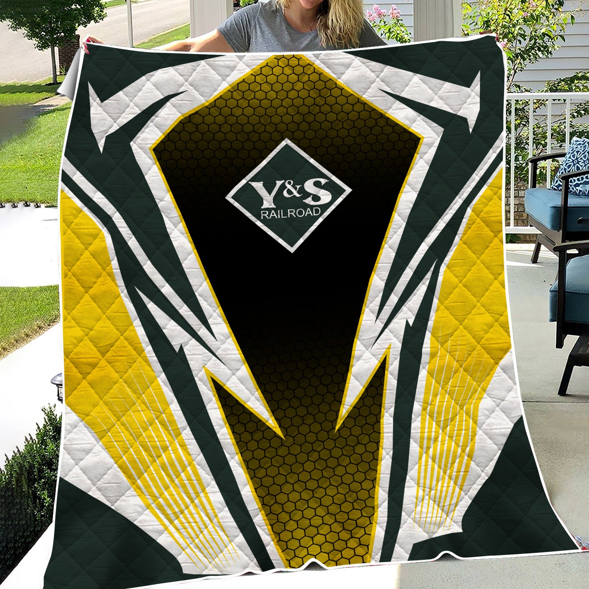Railspirit Youngstown & Southern Railroad Premium Quilts Lightning Graphic Style Premium Quilts Gift Idea For Train Lover
