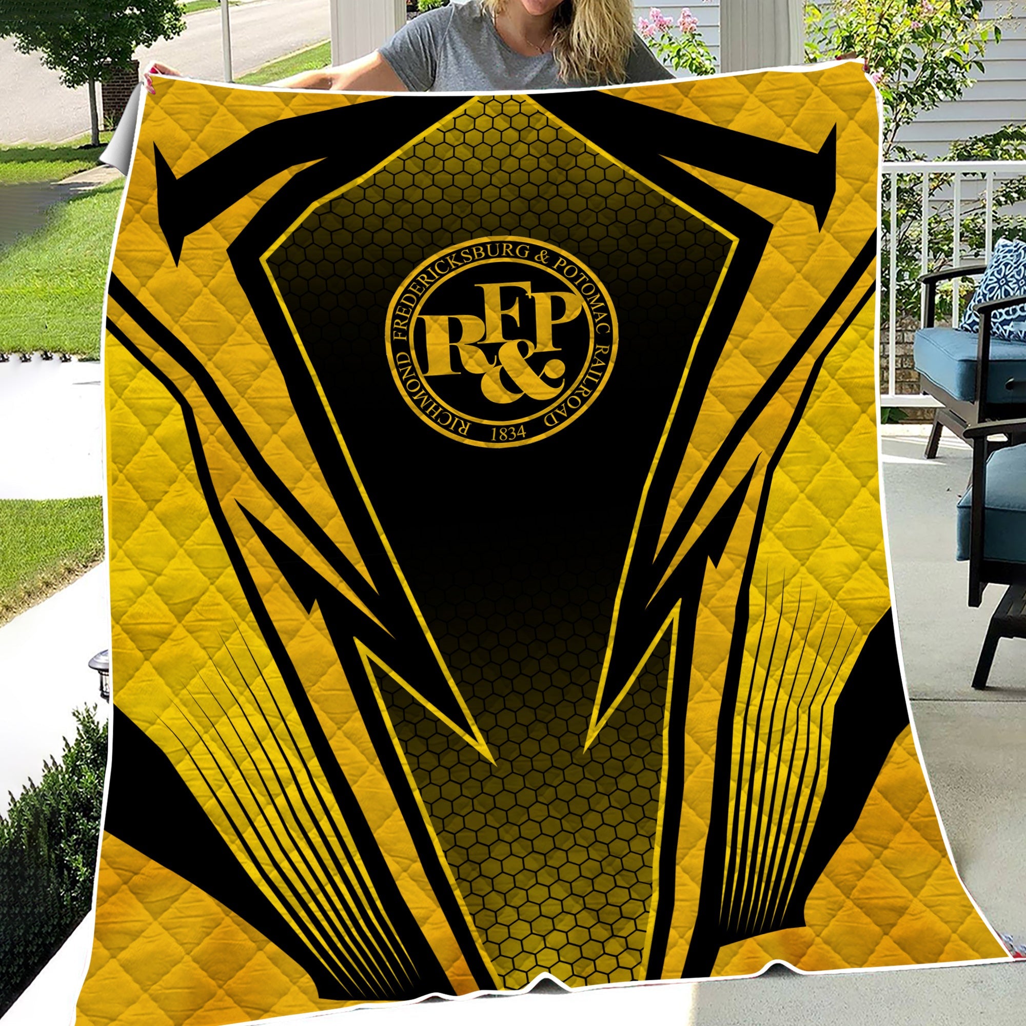 Railspirit Richmond, Fredericksburg And Potomac Railroad Premium Quilts Lightning Graphic Style Premium Quilts Gift Idea For Train Lover