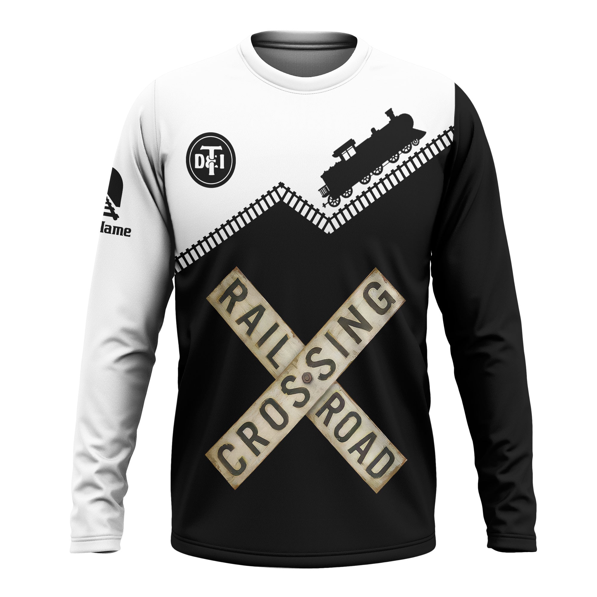 Railspirit Personalized Detroit Toledo And Ironton Railroad Long Sleeve Shirt Railroad Crossing Printed Train Track Shirt