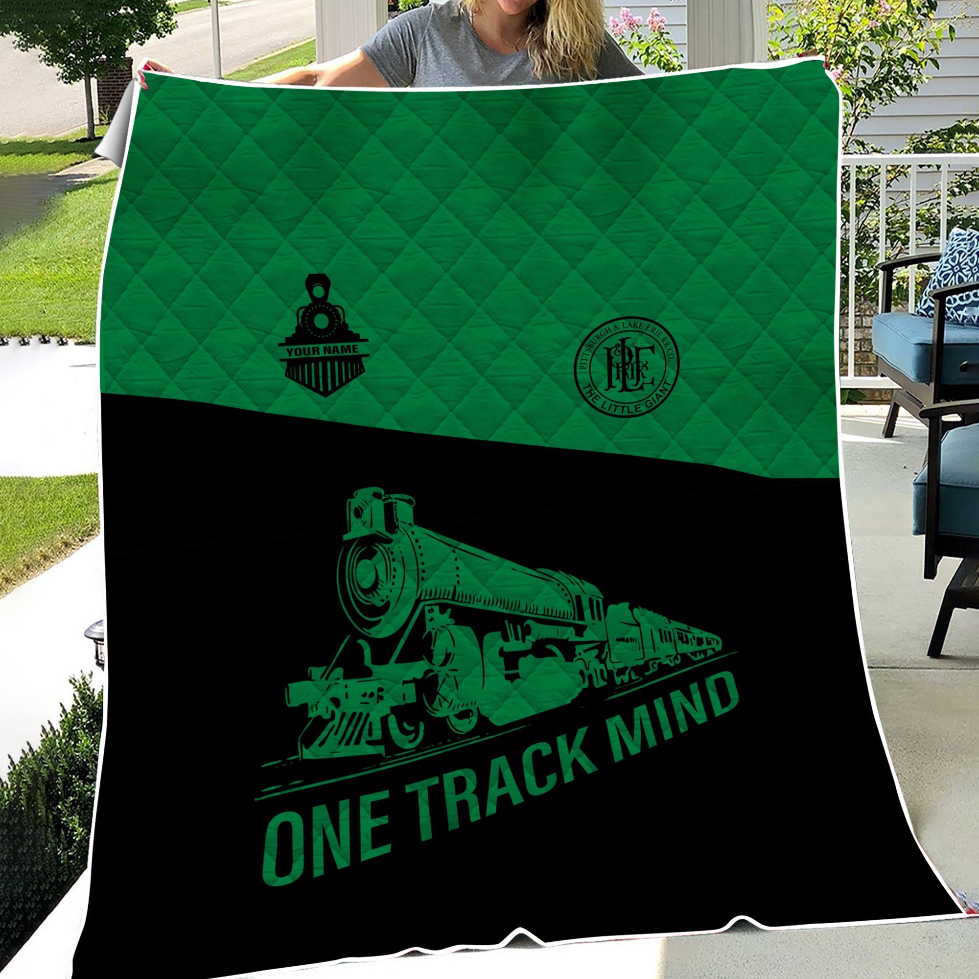 Railspirit Personalized Pittsburgh And Lake Erie Railroad Premium Quilt One Track Mind Train Premium Quilt Gift Idea For Train Lover