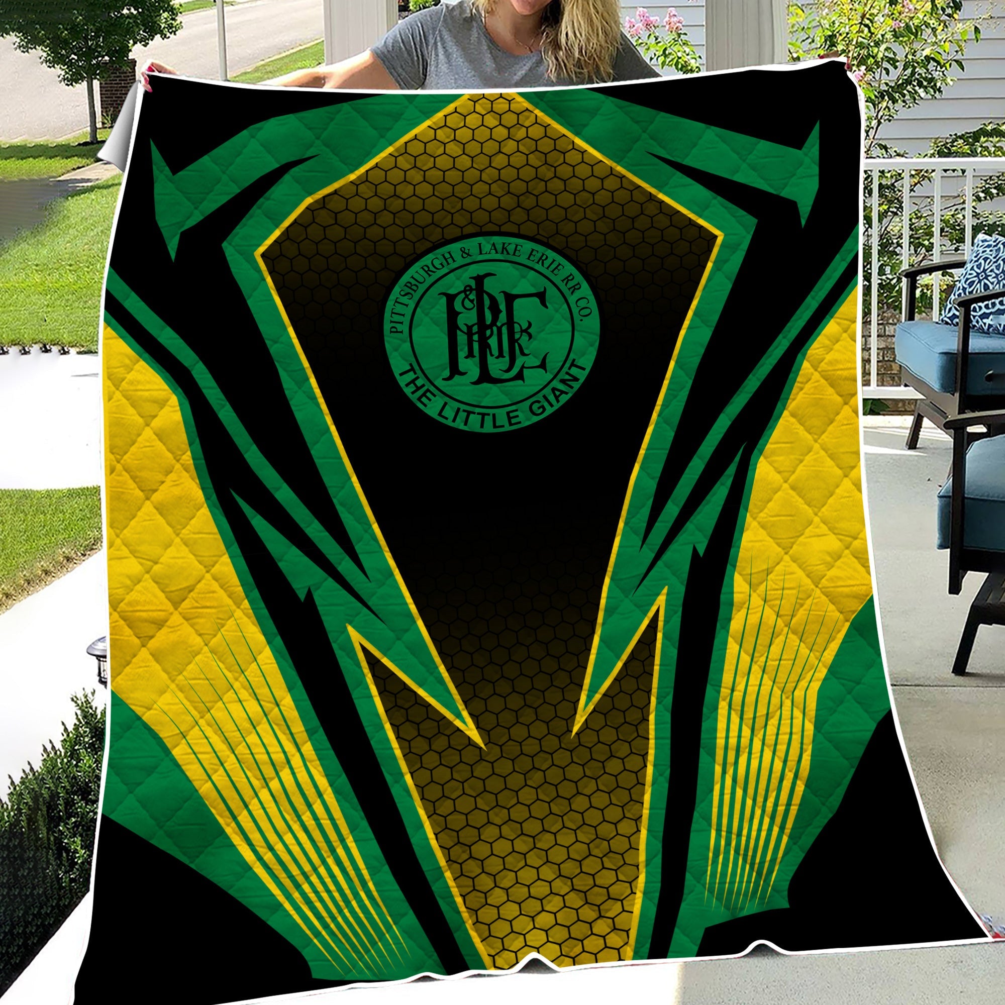 Railspirit Pittsburgh And Lake Erie Railroad Premium Quilts Lightning Graphic Style Premium Quilts Gift Idea For Train Lover