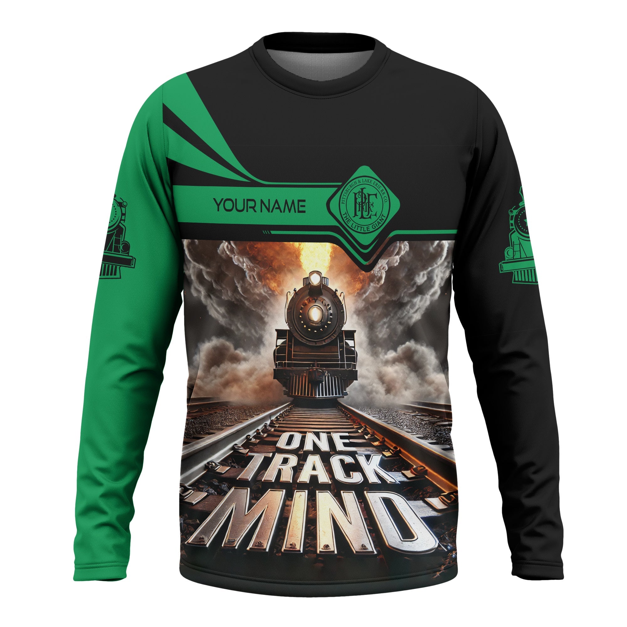Railspirit Personalized Pittsburgh And Lake Erie Railroad Long Sleeve Shirt One Track Mind Train Printed Shirt