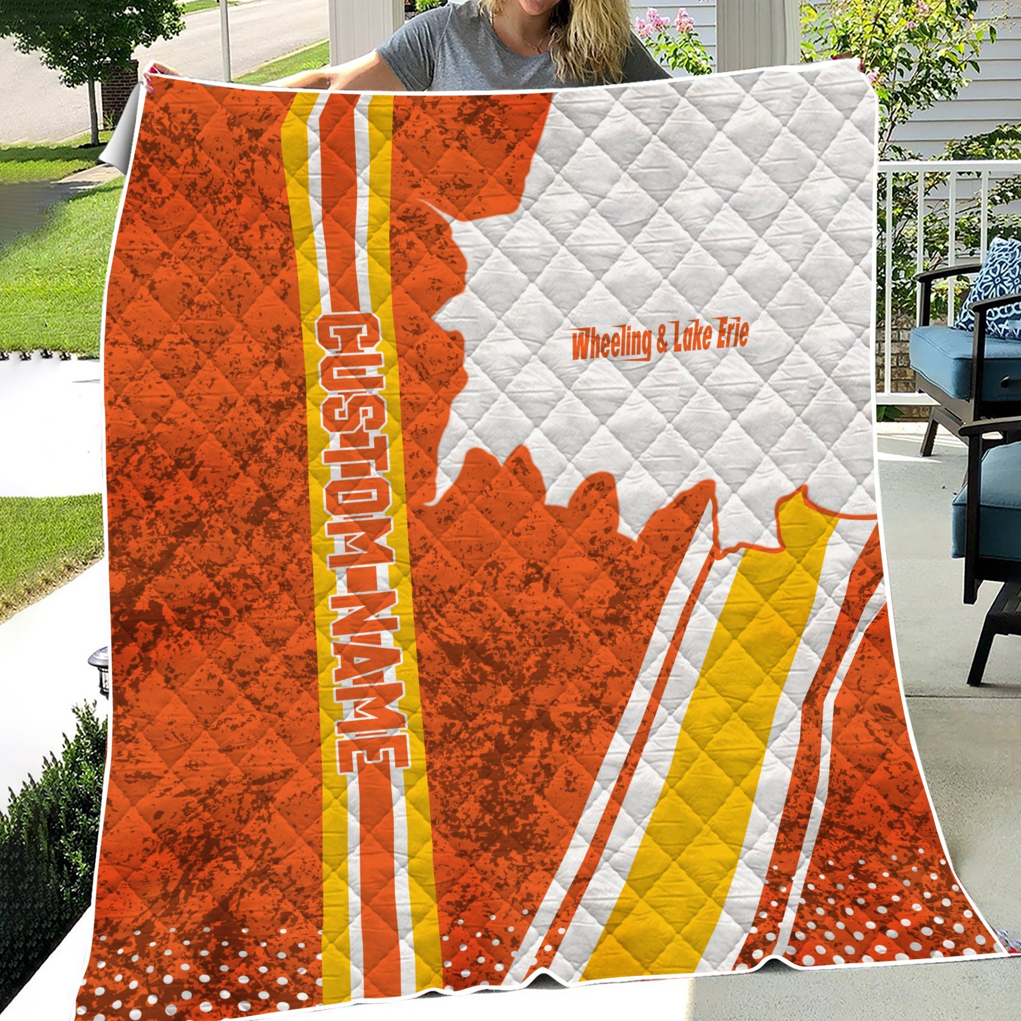 Railspirit Personalized Wheeling And Lake Erie Railroad Premium Quilts Vintage All Over Printed Premium Quilts