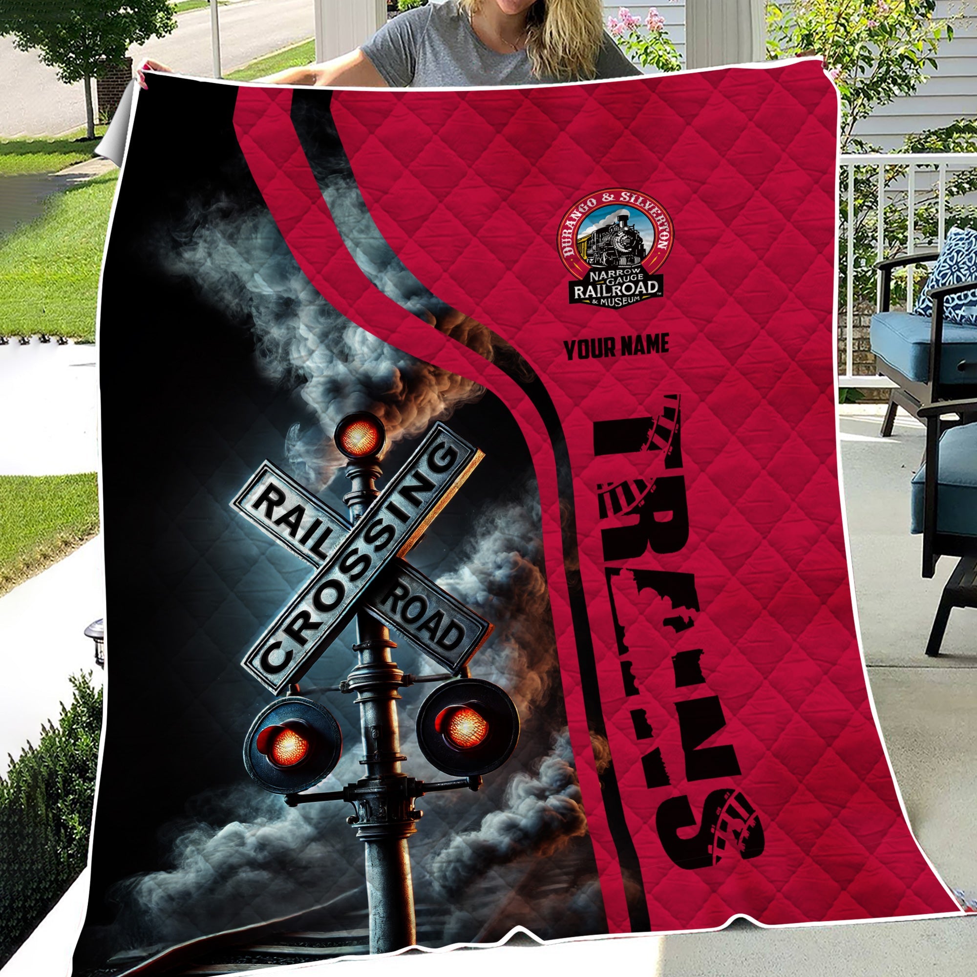 Railspirit Personalized Durango And Silverton Narrow Gauge Railroad Premium Quilts Railroad Crossing Sign Quilts All Over Print