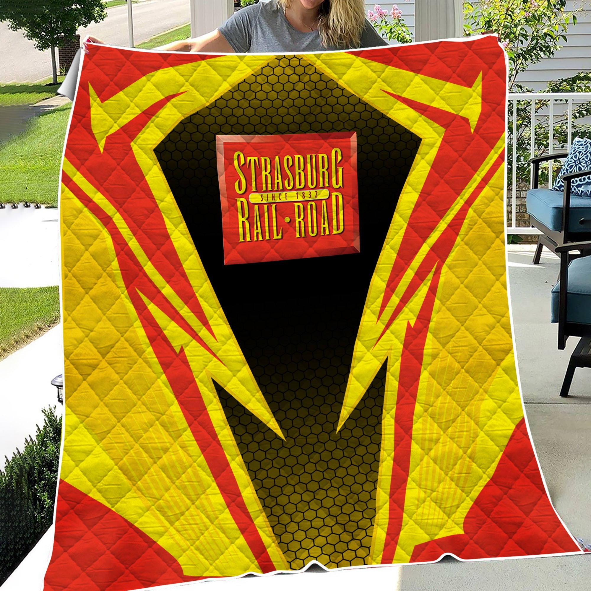 Railspirit Strasburg Railroad Premium Quilts Lightning Graphic Style Premium Quilts Gift Idea For Train Lover