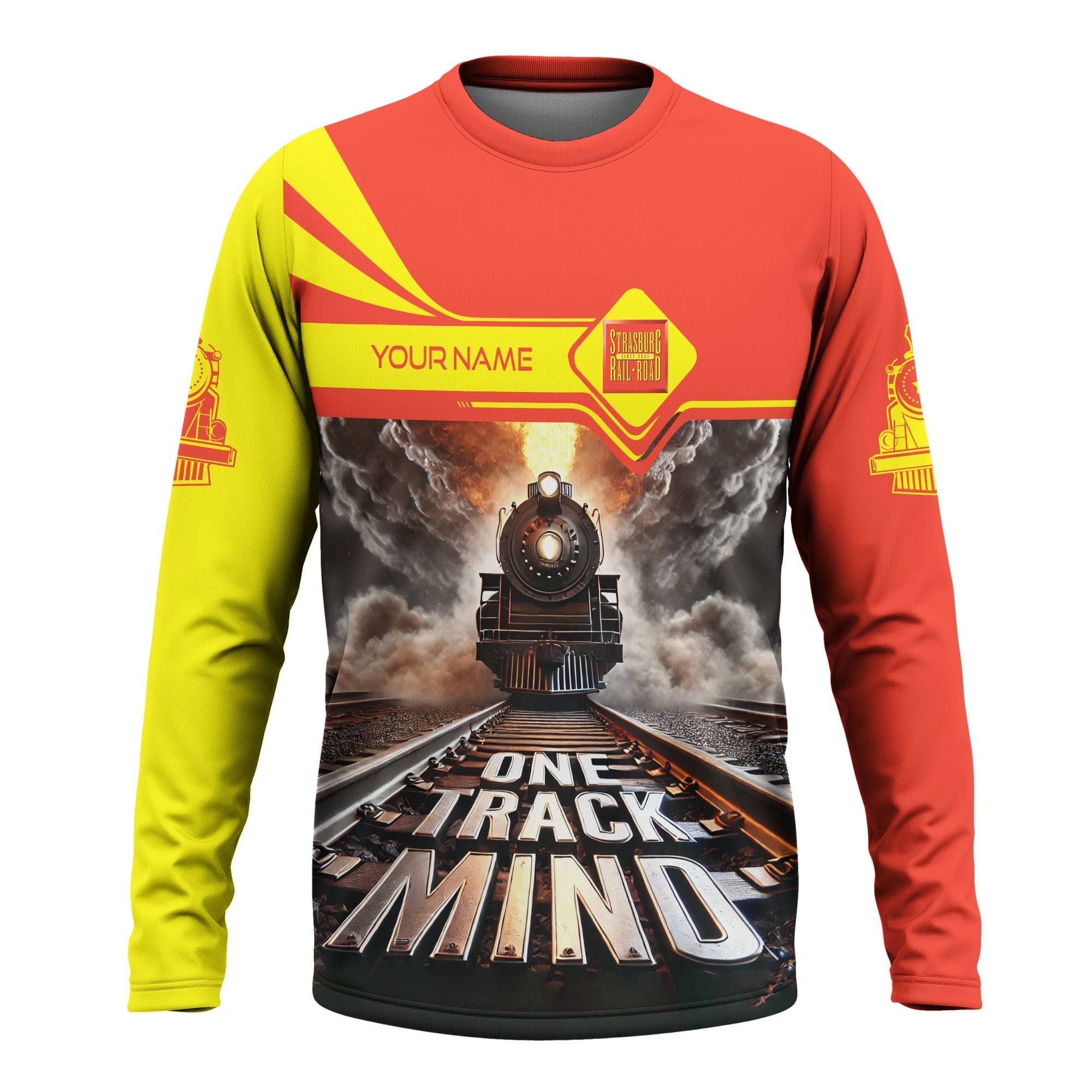 Railspirit Personalized Strasburg Railroad Long Sleeve Shirt One Track Mind Train Printed Shirt