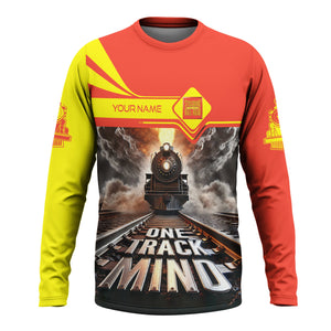 Railspirit Personalized Strasburg Railroad Long Sleeve Shirt One Track Mind Train Printed Shirt