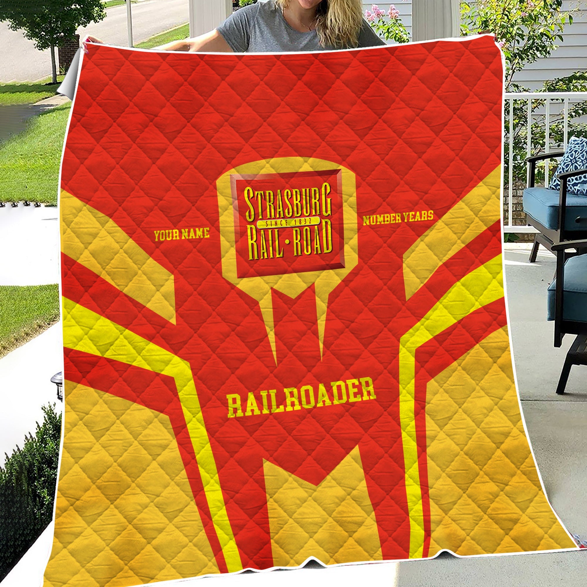 Railspirit Personalized Strasburg Railroad Premium Quilts Custom Year Railroader Gift Idea For Train Lover