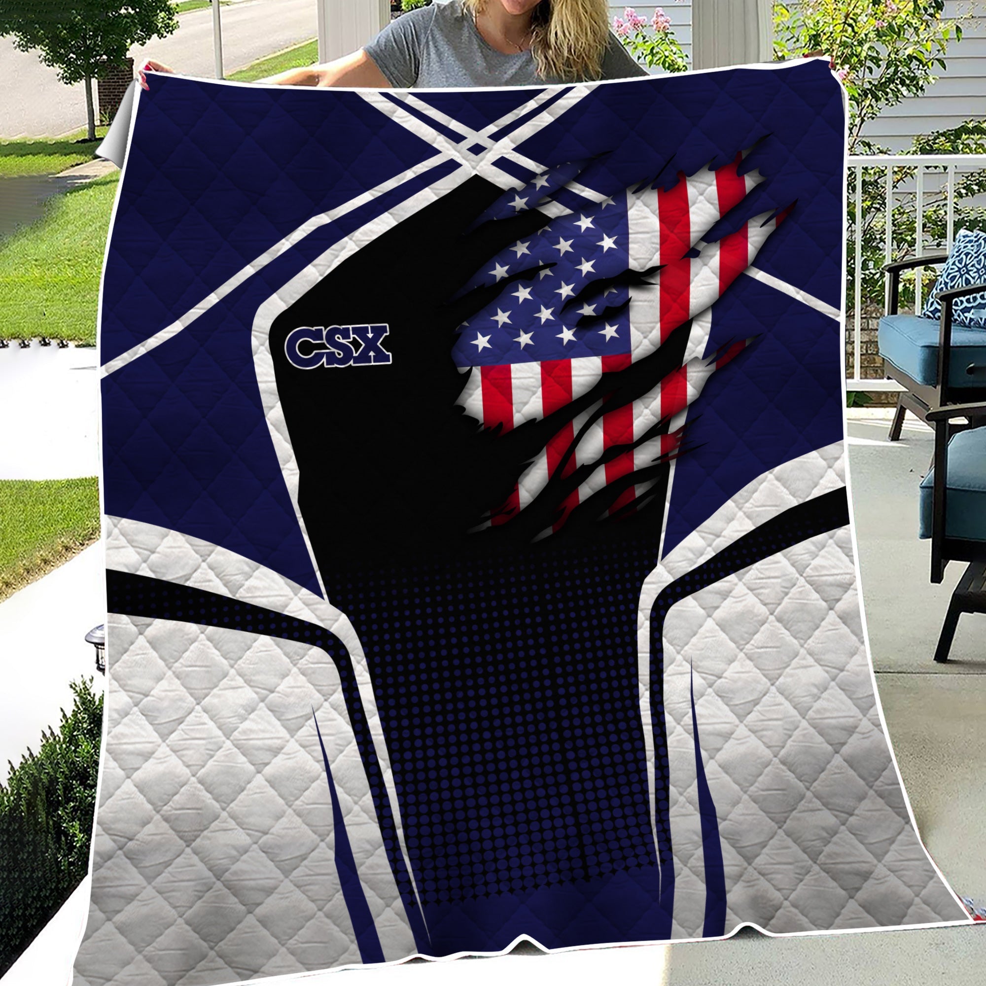 Railspirit Personalized CSX Transportation Railroad Premium Quilts American Vintage All Over Printed Premium Quilts