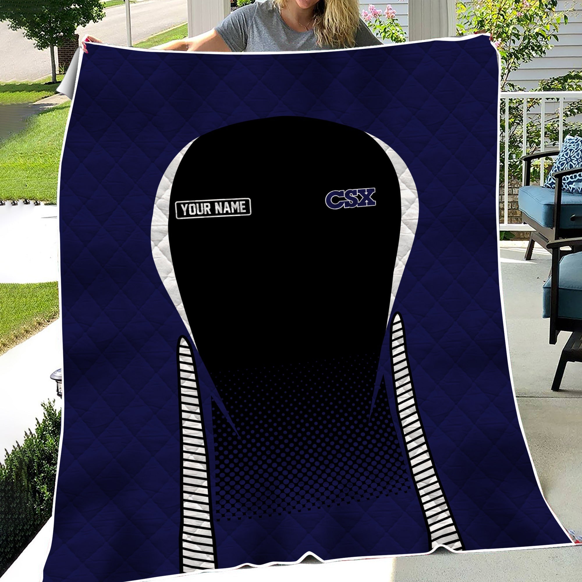 Railspirit Personalized CSX Transportation Railroad Premium Quilts Train Premium Quilts Gift Idea For Train Lover