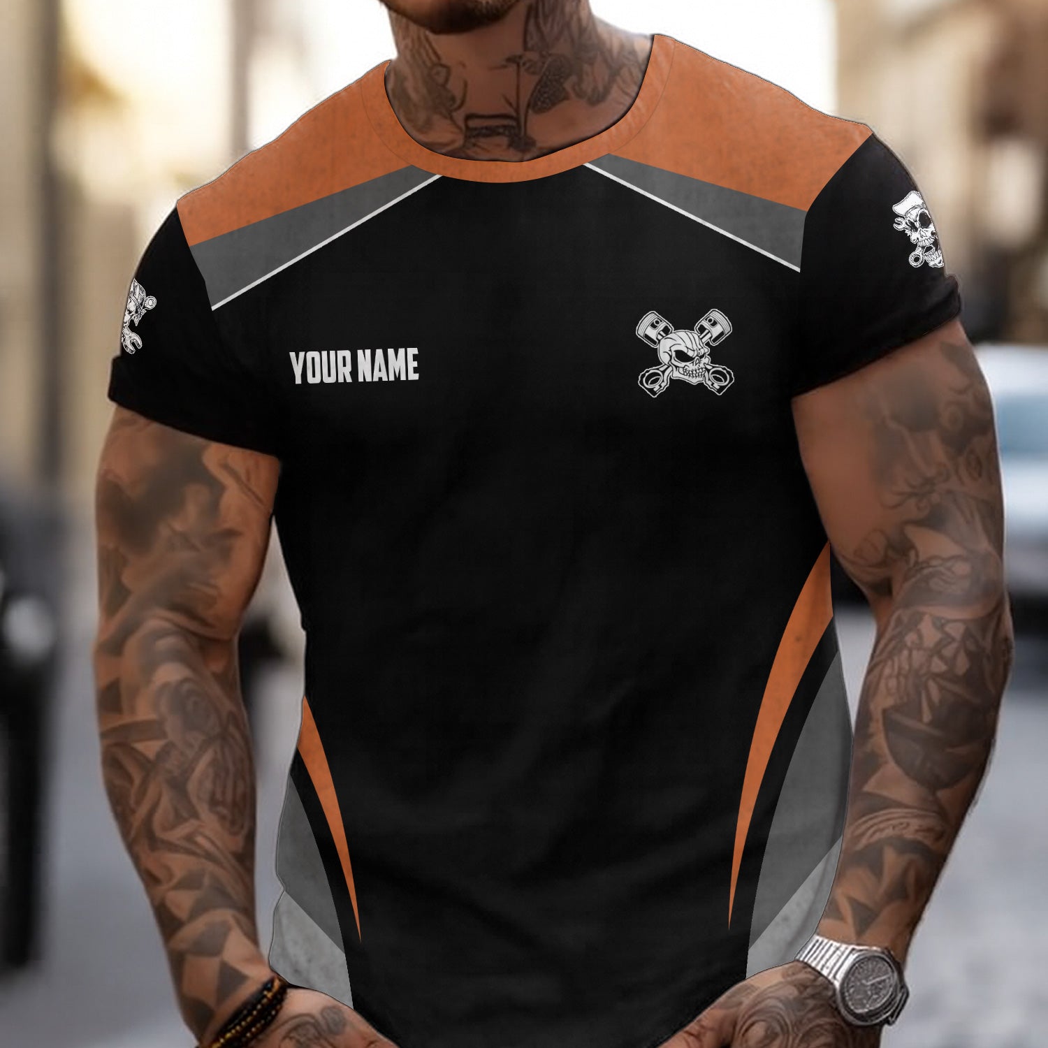 Personalized Mechanic Shirt, Funny Mechanic Shirt Warning This Mechanic Does Not Play Well With Stupid People Skull Quote, Gift for Car Lovers and Mechanics
