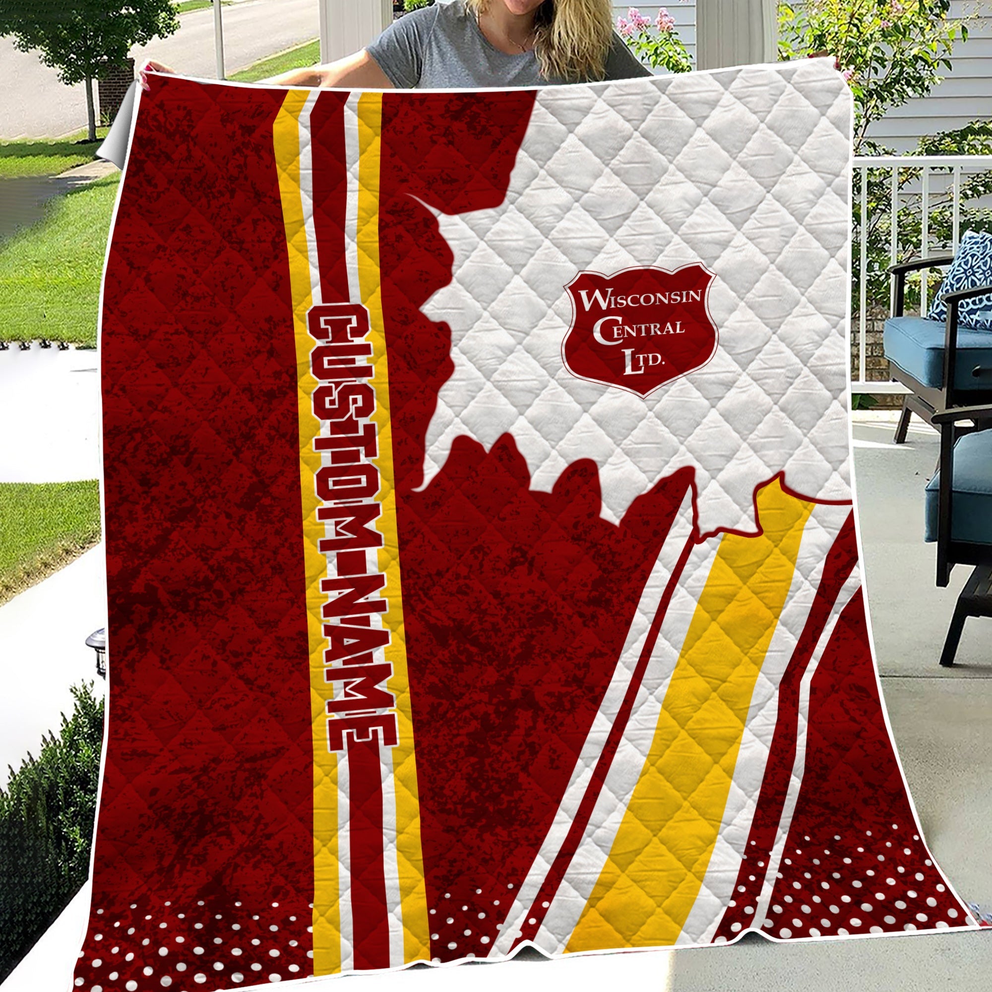 Railspirit Personalized Wisconsin Central Ltd Railroad Premium Quilts Vintage All Over Printed Premium Quilts
