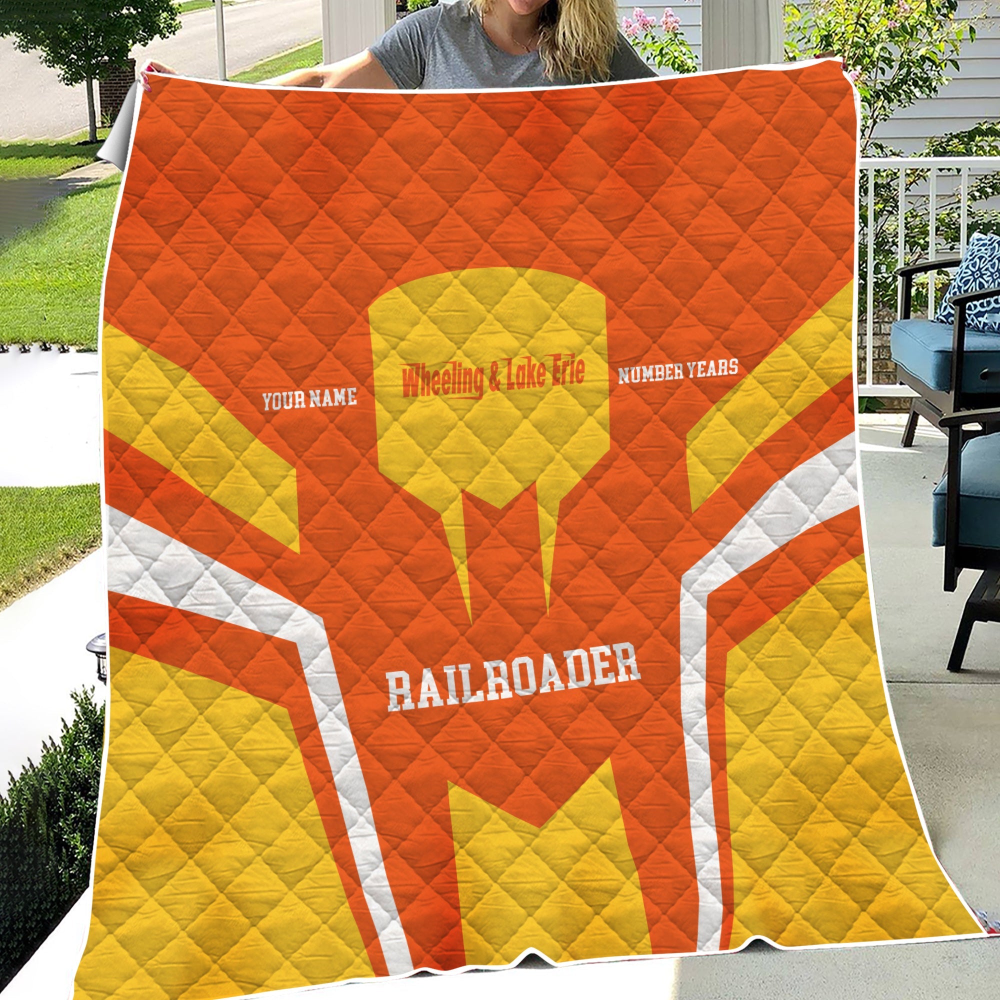 Railspirit Personalized Wheeling And Lake Erie Railroad Premium Quilts Custom Year Railroader Gift Idea For Train Lover