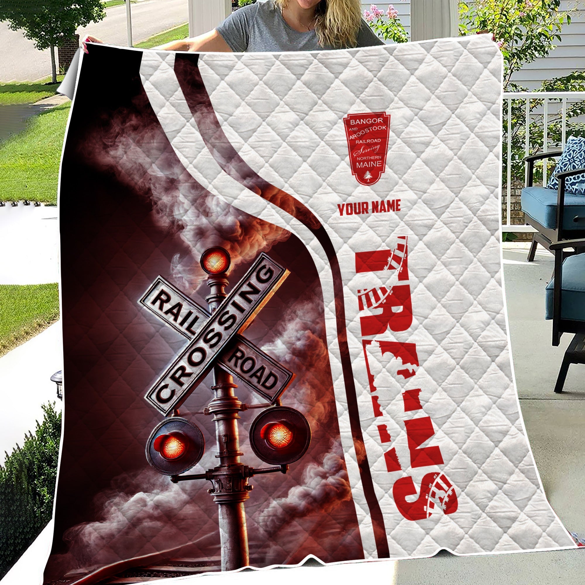 Railspirit Personalized Bangor And Aroostook Railroad Premium Quilts Railroad Crossing Sign Quilts All Over Print