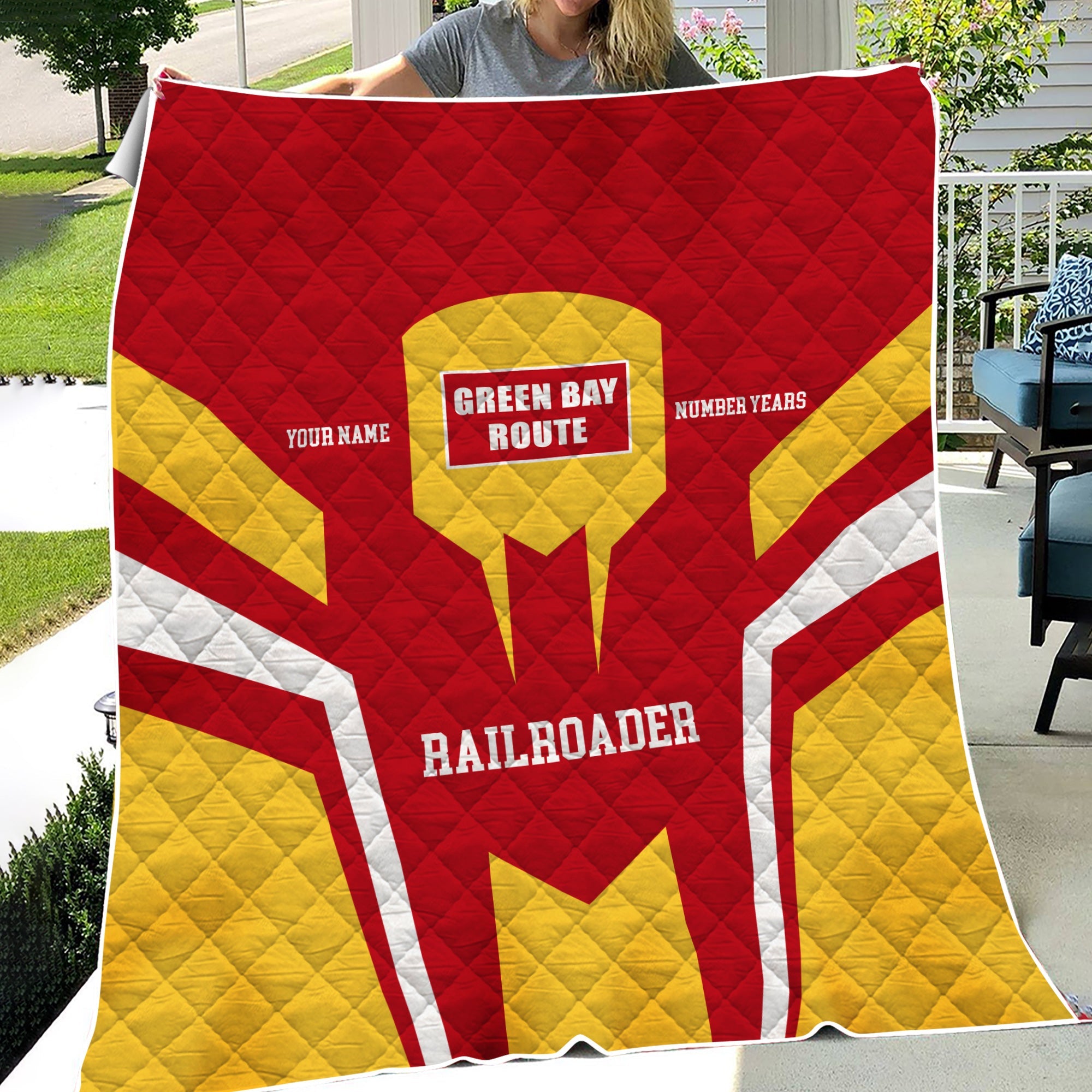 Railspirit Personalized Green Bay & Western Railroad Premium Quilts Custom Year Railroader Gift Idea For Train Lover