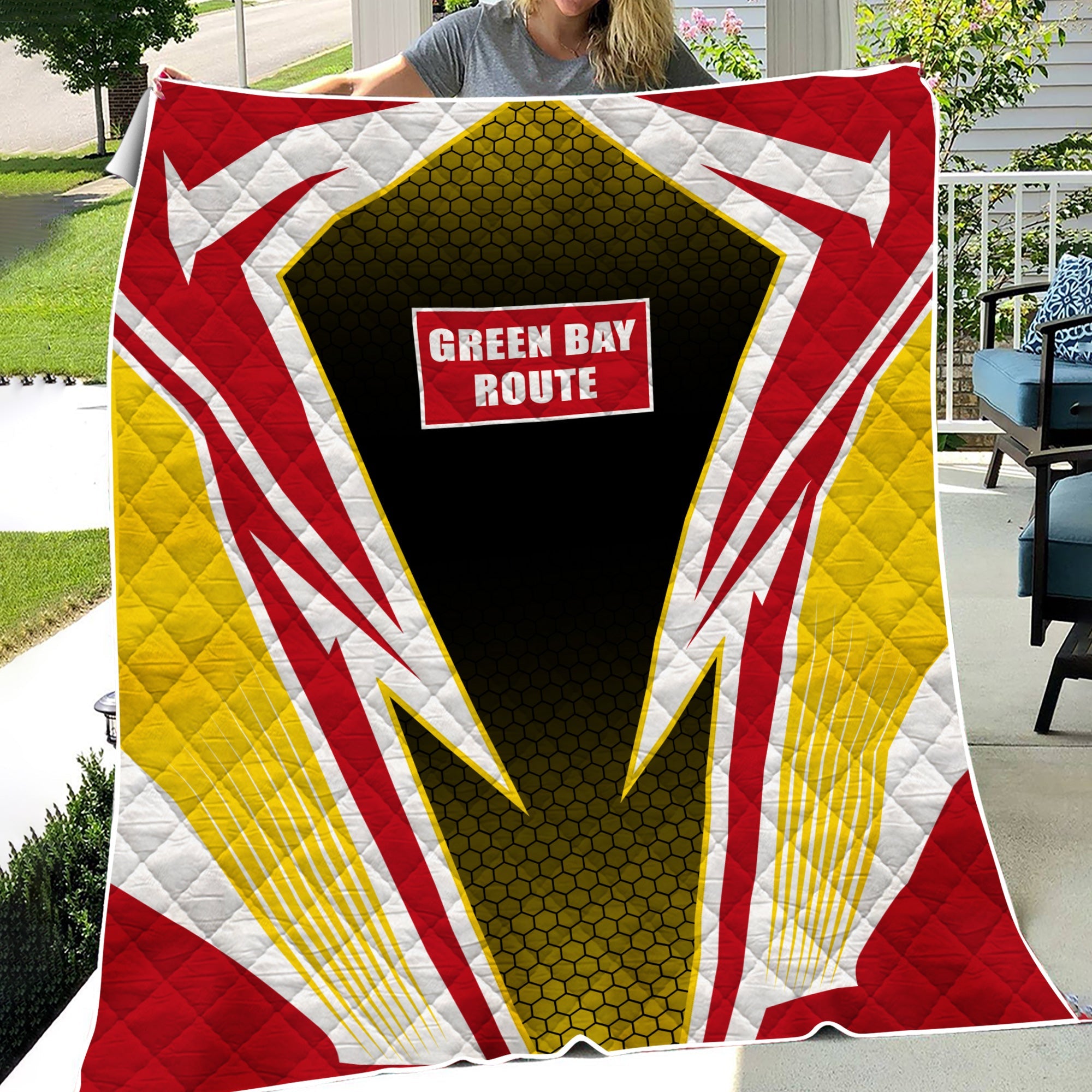 Railspirit Green Bay & Western Railroad Premium Quilts Lightning Graphic Style Premium Quilts Gift Idea For Train Lover