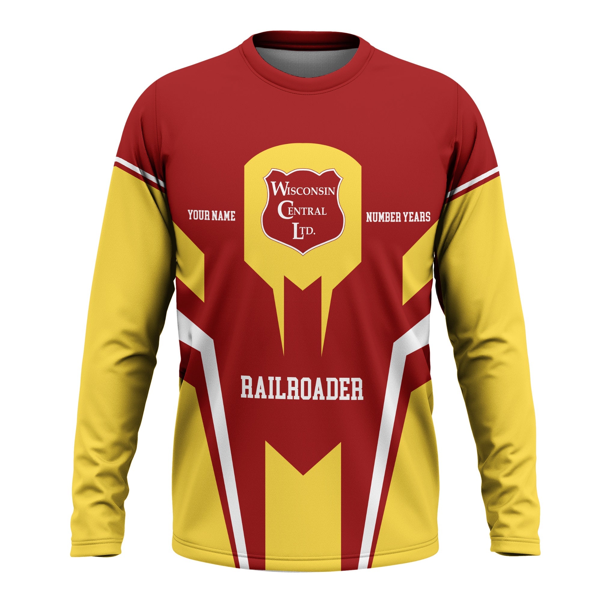 Railspirit Personalized Wisconsin Central Ltd Railroad Long Sleeve Shirt Custom Year Railroader Shirt Gift Idea For Train Lover