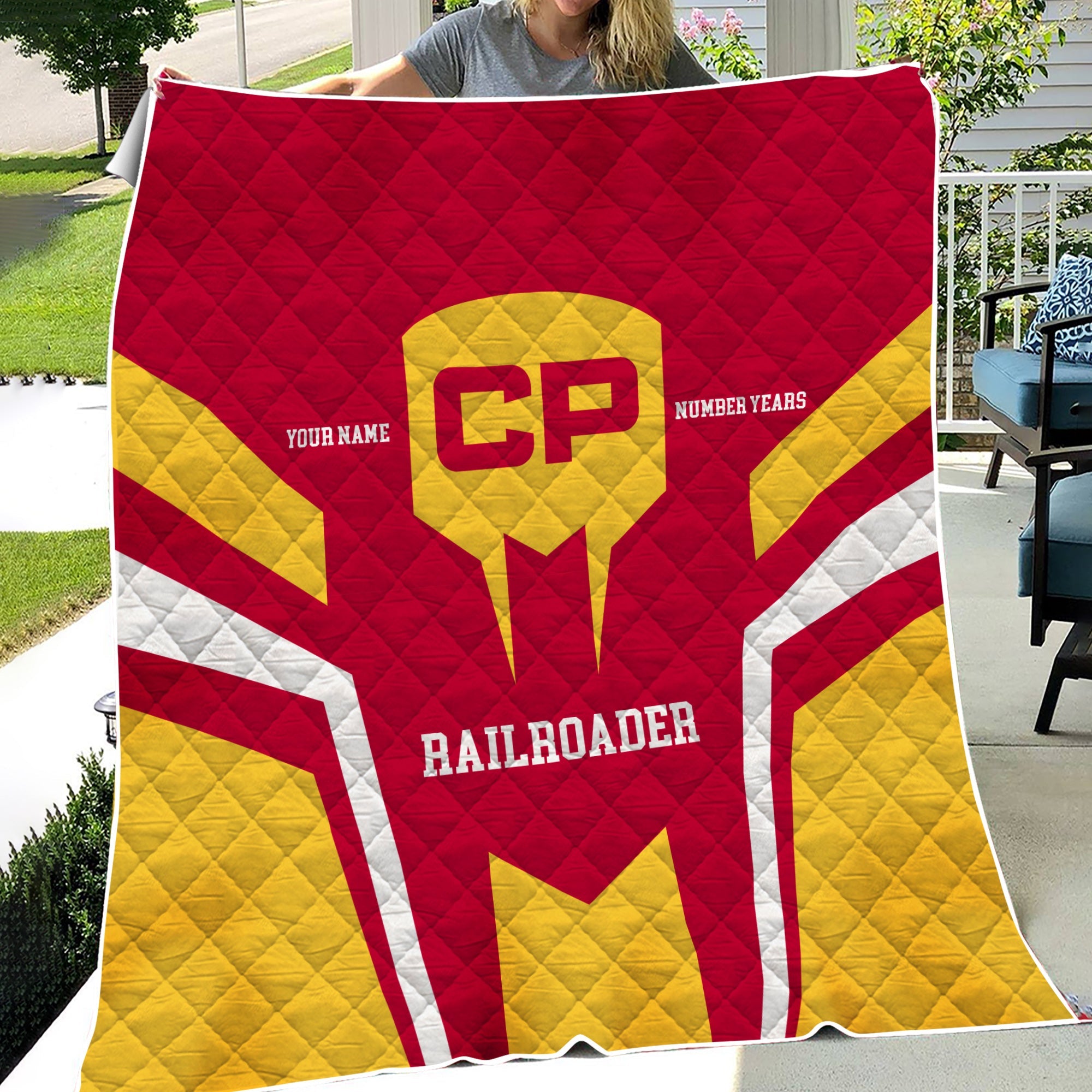 Railspirit Personalized Canadian Pacific Railroad Premium Quilts Custom Year Railroader Gift Idea For Train Lover
